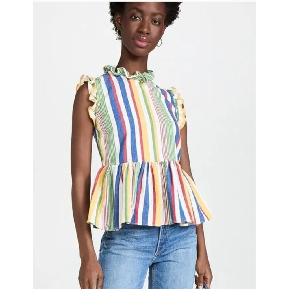 Studio 189 Womens Technicolor Stripe Sleeveless Summer Top S